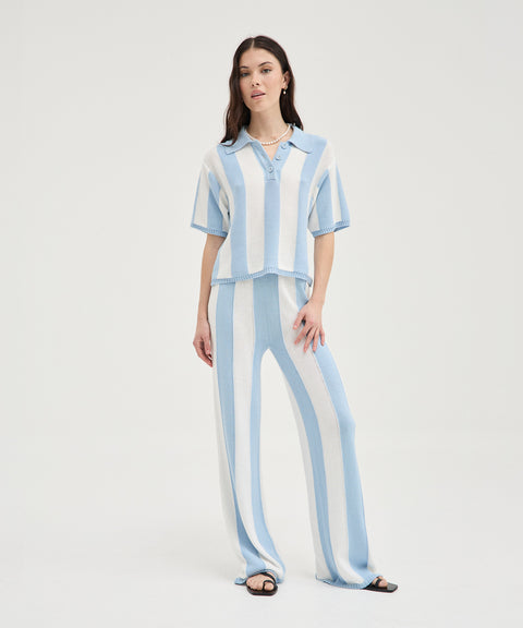 Polo a righe in maglia