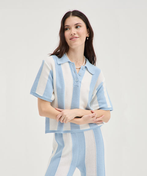 Polo a righe in maglia