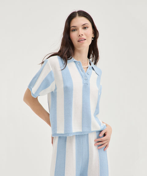 Polo a righe in maglia