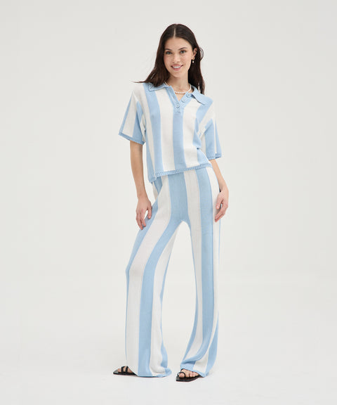 Pantalon en tricot rayé