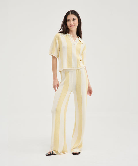 Pantalon en tricot rayé