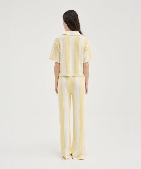 Pantalon en tricot rayé