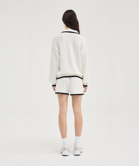 Short en tricot contrasté
