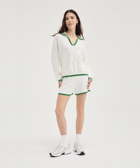 Short en tricot contrasté