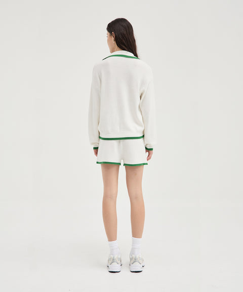 Short en tricot contrasté