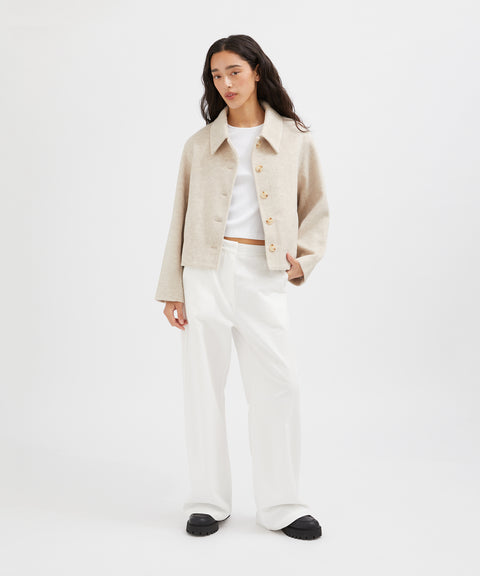 Wool Blend Crop Coat