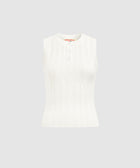 White sleeveless blouse on a light gray background