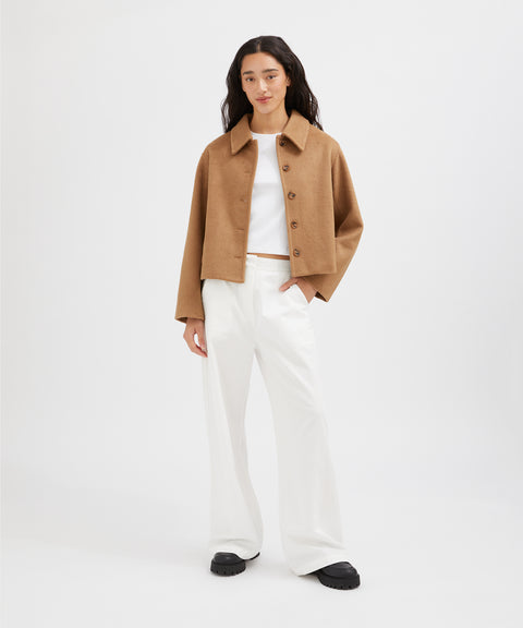 Wool Blend Crop Coat