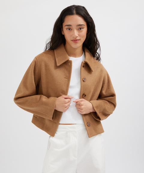 Wool Blend Crop Coat