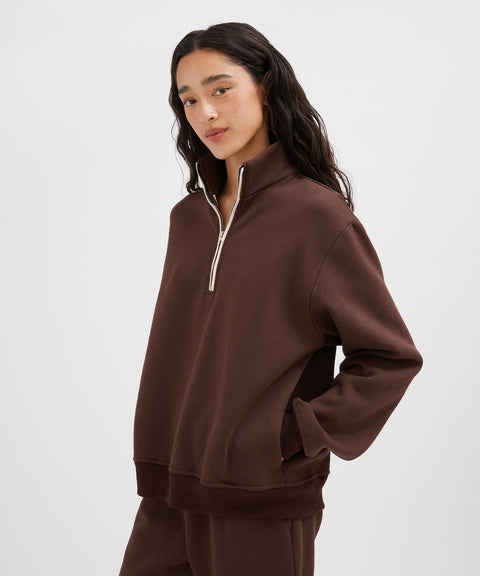 Contrast Half Zip Sweat