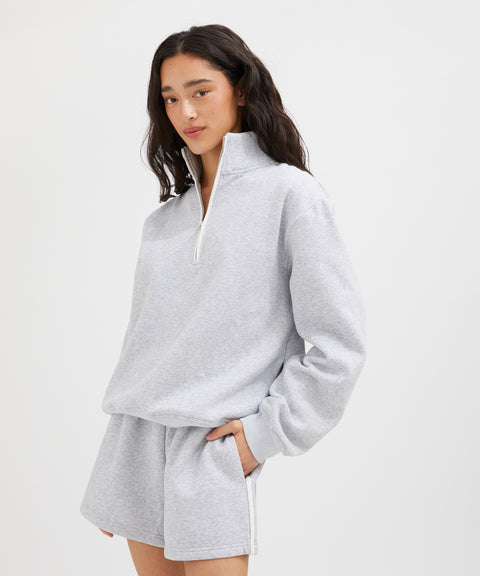 Contrast Half Zip Sweat