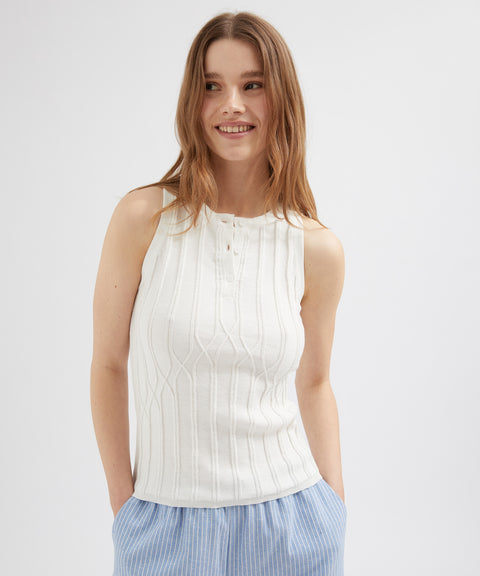 Buttoned Knit Tank